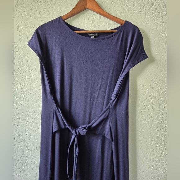 Eileen Fisher Large Blue Purple Maxi Tie Front / Back Dress New with tags - Picture 3 of 12